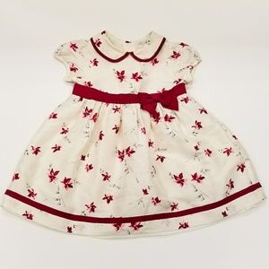 Janie and Jack Cream Floral Print Silk Dress